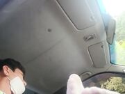 有点变态的大叔车上找了一个美女 抠她的B看着她的B打飞机就是不操