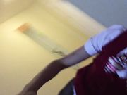 美女空姐和男友先对着镜子干