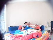 酒店偷拍刚睡醒的纹身男一把抓住美女的大奶子后各种姿势来一炮 奶子又圆又大